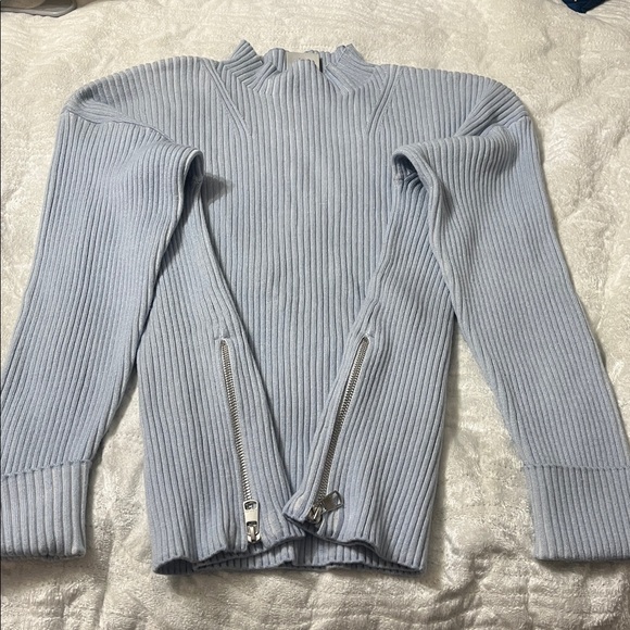 Light Blue Ribbed Sweater - Picture 5 of 6